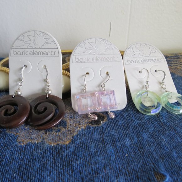 3 pr Sterling Sliver Dangle Earrings, NWT - Picture 2 of 7